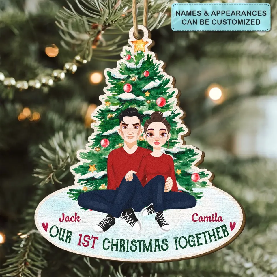 Christmas Together - Personalized Custom Wood Ornament - Christmas Gift For Couple, Wife, Husband