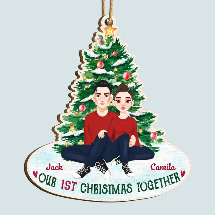 Christmas Together - Personalized Custom Wood Ornament - Christmas Gift For Couple, Wife, Husband