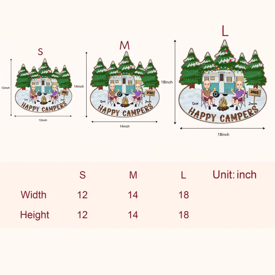 Happy Campers Christmas - Personalized Custom Door Sign - Christmas Gift For Couple, Camping Lover