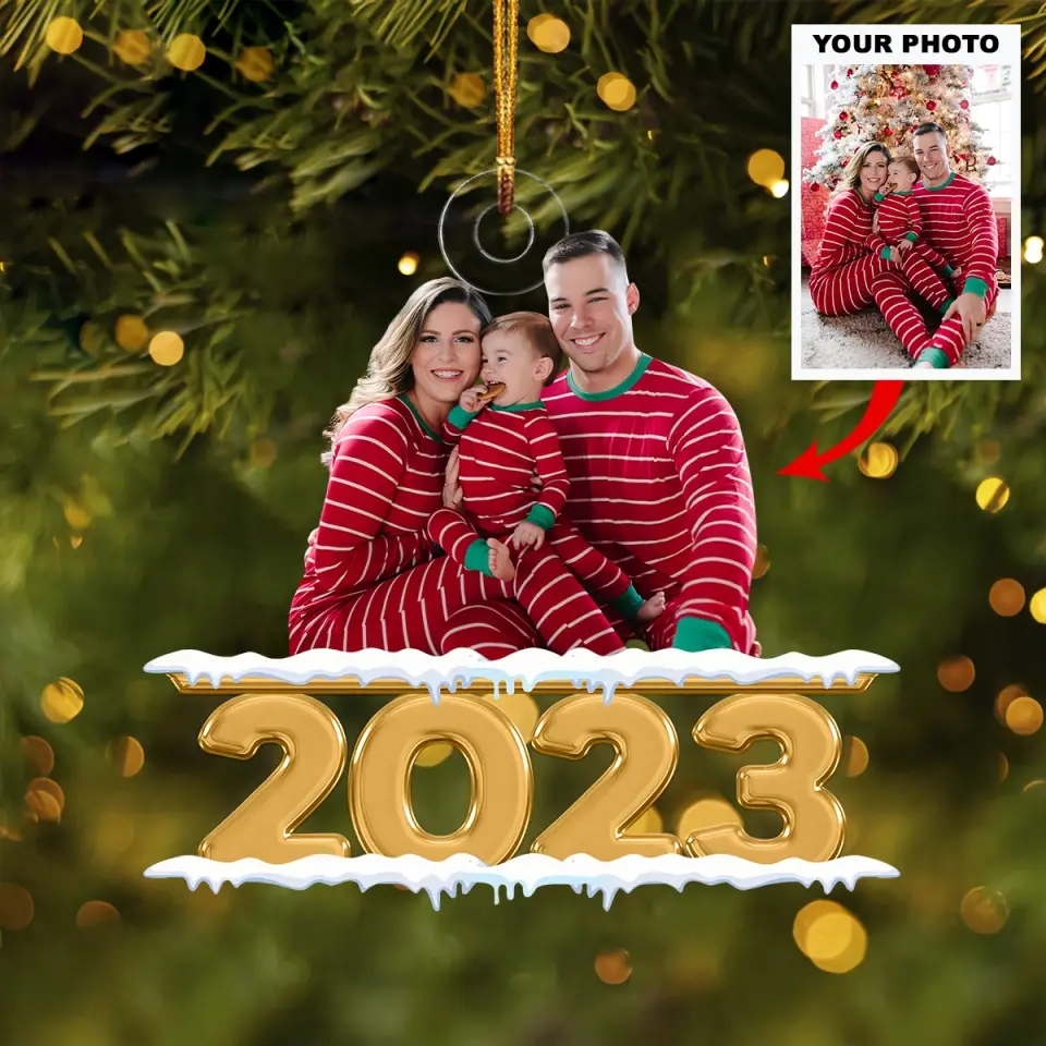Family 2023 - Personalized Custom Photo Mica Ornament - Christmas Gift For Family AGCKH025