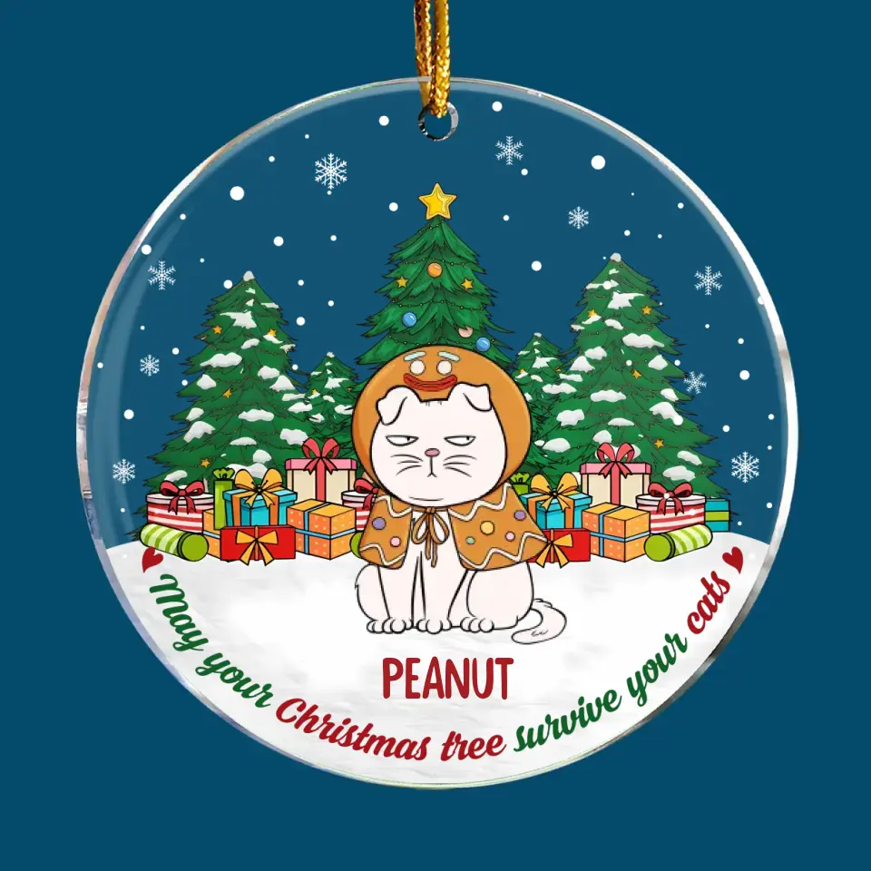 May Your Christmas Tree Survive Your Cats - Personalized Custom Mica Ornament - Christmas Gift For Cat Mom, Cat Dad, Cat Lover, Cat Owner