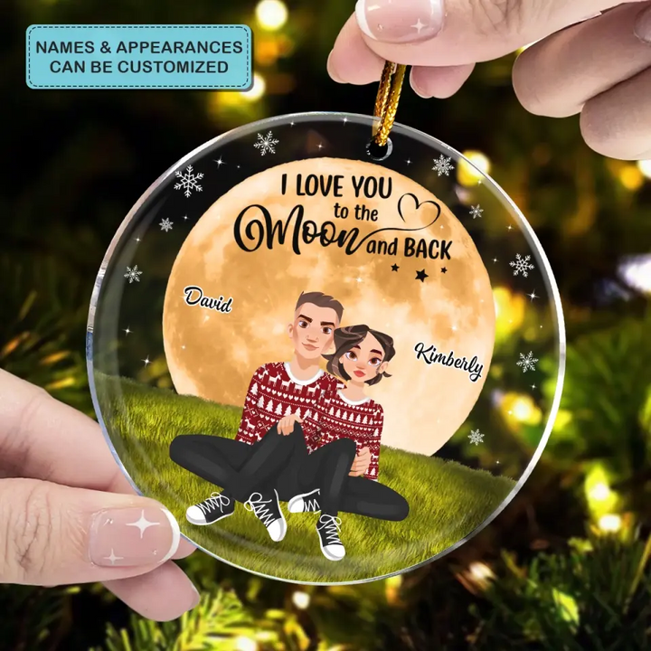 I Love You To The Moon And Back - Personalized Custom Mica Ornament - Christmas Gift For Couple