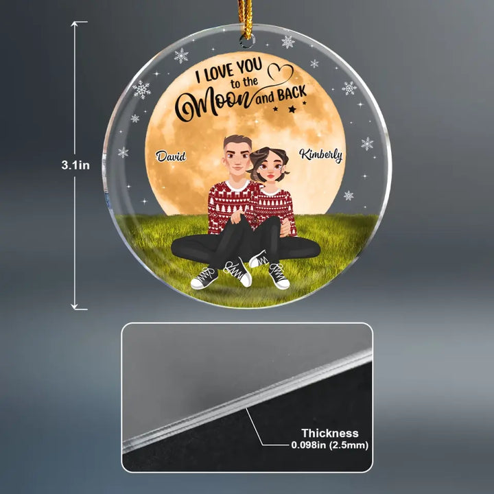 I Love You To The Moon And Back - Personalized Custom Mica Ornament - Christmas Gift For Couple