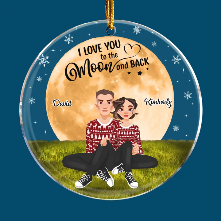I Love You To The Moon And Back - Personalized Custom Mica Ornament - Christmas Gift For Couple