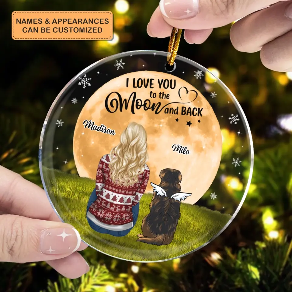 I Love You To The Moon And Back - Personalized Custom Mica Ornament - Christmas Gift For Cat Mom, Cat Dad, Cat Lover, Cat Owner