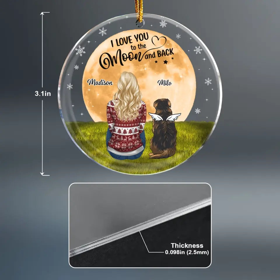 I Love You To The Moon And Back - Personalized Custom Mica Ornament - Christmas Gift For Cat Mom, Cat Dad, Cat Lover, Cat Owner