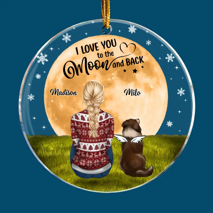 I Love You To The Moon And Back - Personalized Custom Mica Ornament - Christmas Gift For Cat Mom, Cat Dad, Cat Lover, Cat Owner