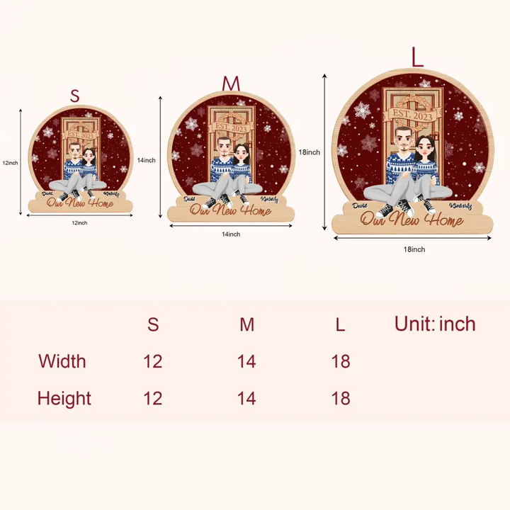 Our New Home EST. 2023 - Personalized Custom Door Sign - Christmas Gift For Couple, Wife, Husband