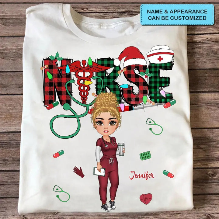 Love Nurse Life Christmas - Personalized Custom T-shirt - Nurse's Day, Appreciation, Christmas Gift For Nurse