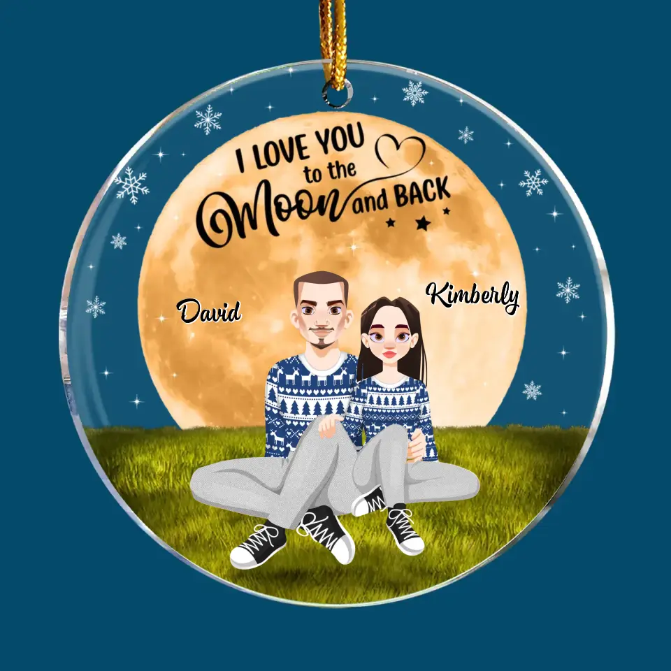 I Love You To The Moon And Back - Personalized Custom Mica Ornament - Christmas Gift For Couple