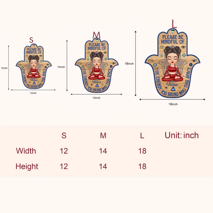 Please Be Mindful Of The Energy V4 - Personalized Custom Door Sign - Home Decor Gift For Yoga Lover