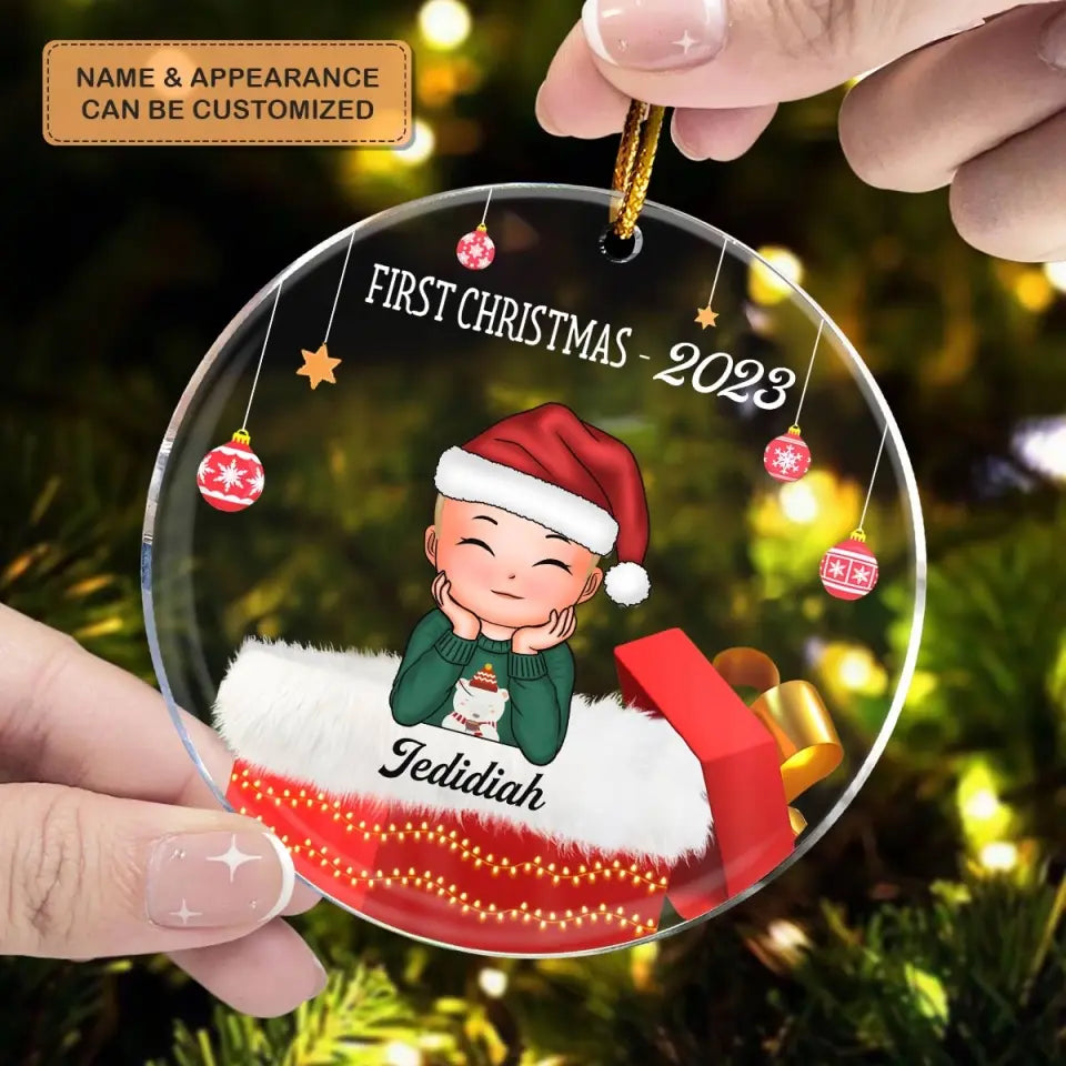 First Christmas - Personalized Custom Mica Ornament - Christmas Gift For Family Members