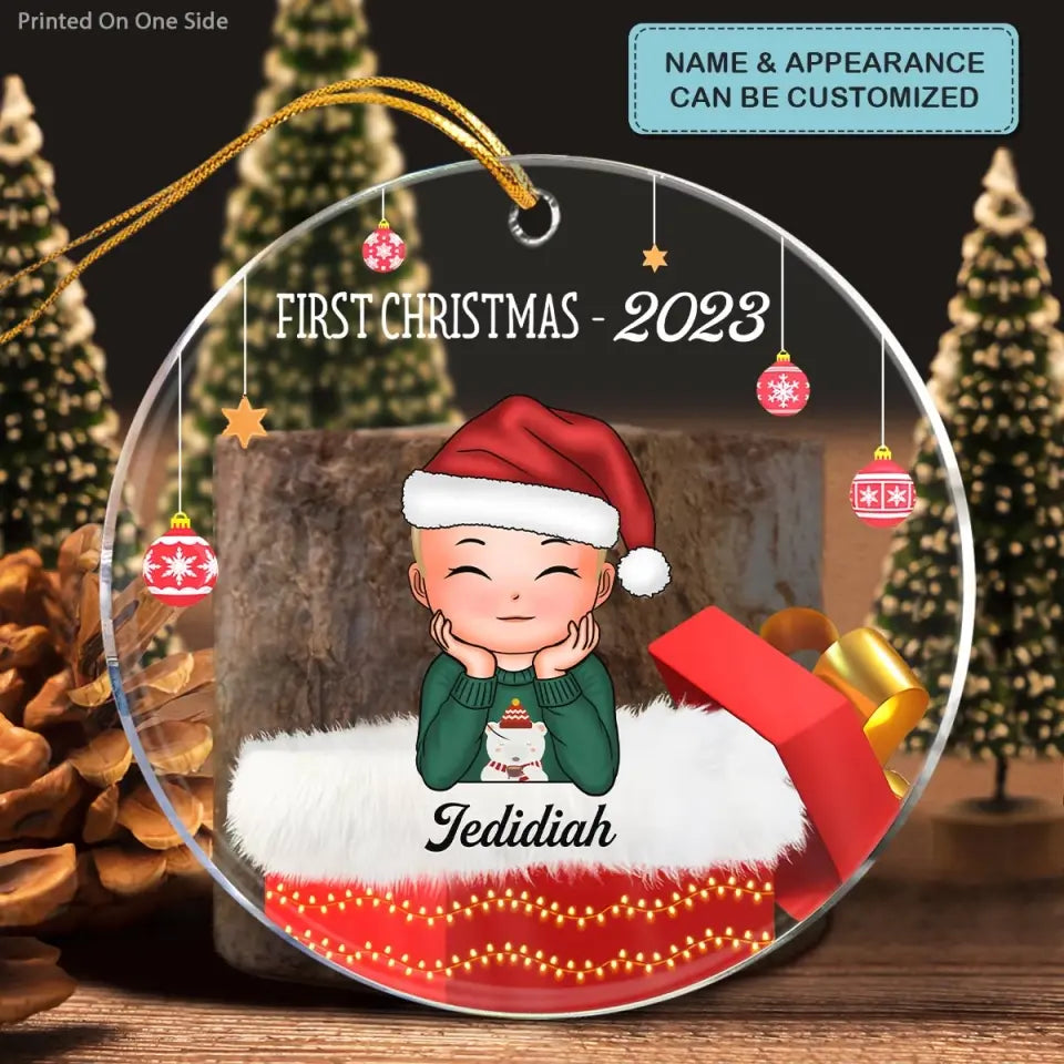 First Christmas - Personalized Custom Mica Ornament - Christmas Gift For Family Members