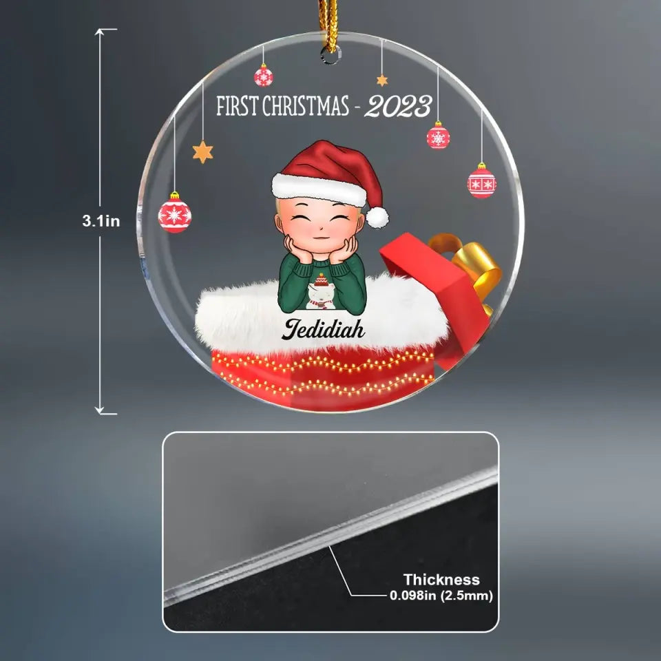 First Christmas - Personalized Custom Mica Ornament - Christmas Gift For Family Members