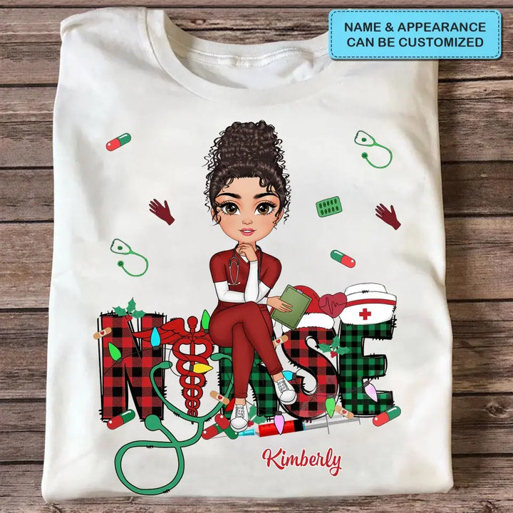 Love Nurse Life Christmas V2 - Personalized Custom T-shirt - Nurse's Day, Appreciation, Christmas Gift For Nurse