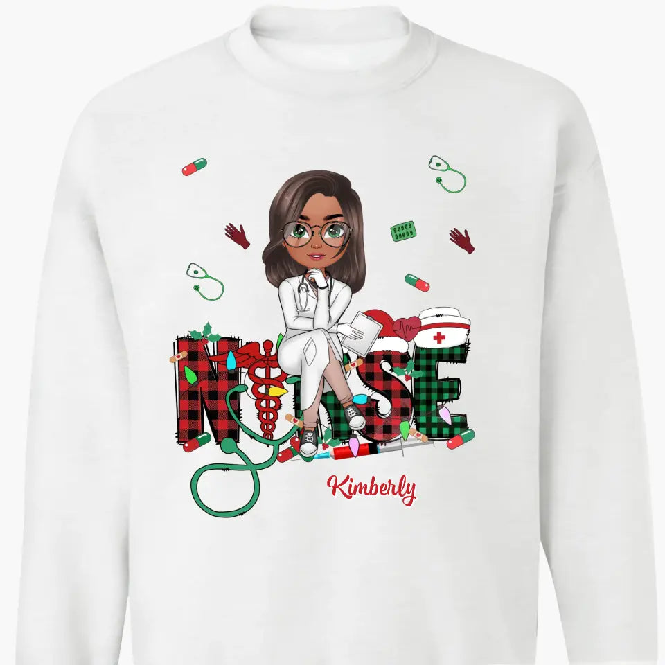 Love Nurse Life Christmas V2 - Personalized Custom T-shirt - Nurse's Day, Appreciation, Christmas Gift For Nurse