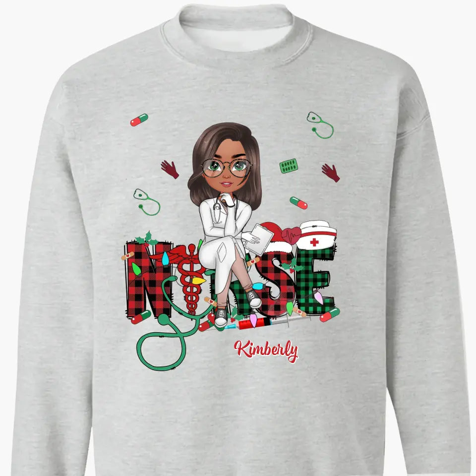 Love Nurse Life Christmas V2 - Personalized Custom T-shirt - Nurse's Day, Appreciation, Christmas Gift For Nurse