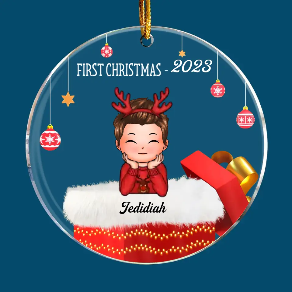 First Christmas - Personalized Custom Mica Ornament - Christmas Gift For Family Members