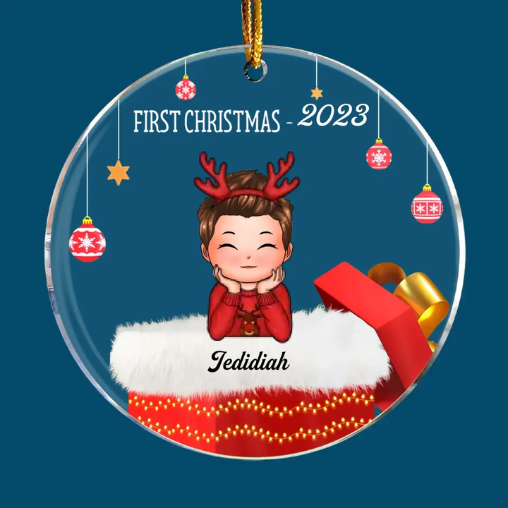 First Christmas - Personalized Custom Mica Ornament - Christmas Gift For Family Members