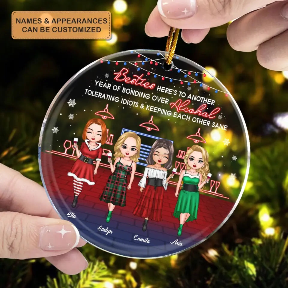 Heres To Another Year Of Bonding Over Alcohol - Personalized Custom Mica Ornament - Christmas Gift For Friend, Bestie