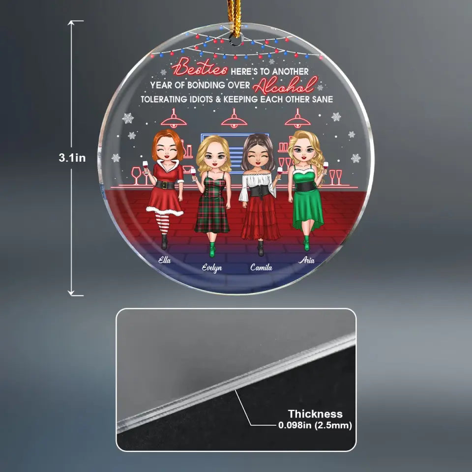 Heres To Another Year Of Bonding Over Alcohol - Personalized Custom Mica Ornament - Christmas Gift For Friend, Bestie