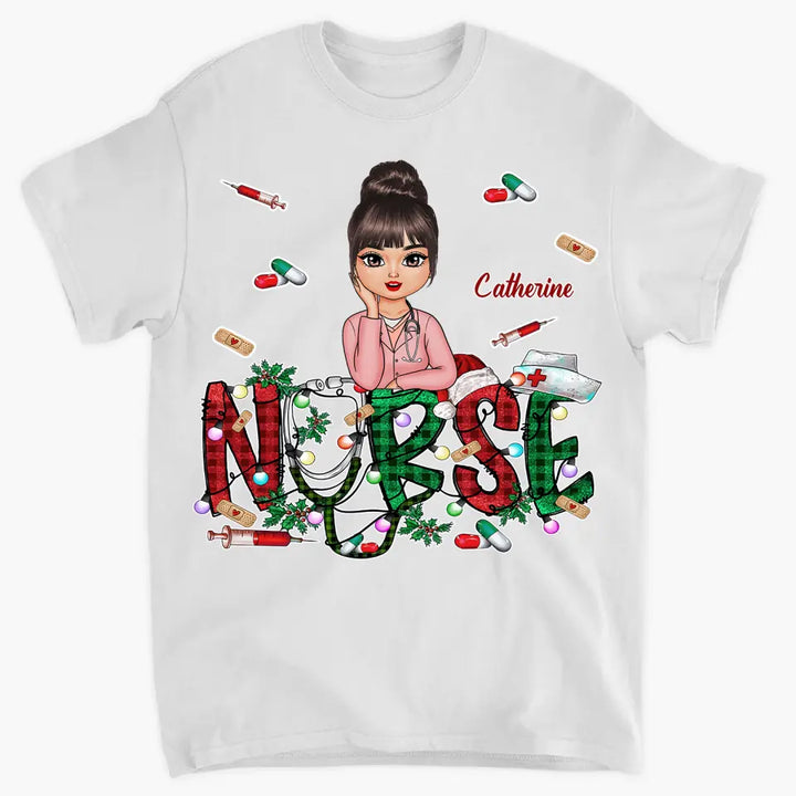 Christmas Nurse - Personalized Custom T-shirt - Nurse's Day, Appreciation, Christmas Gift For Nurse