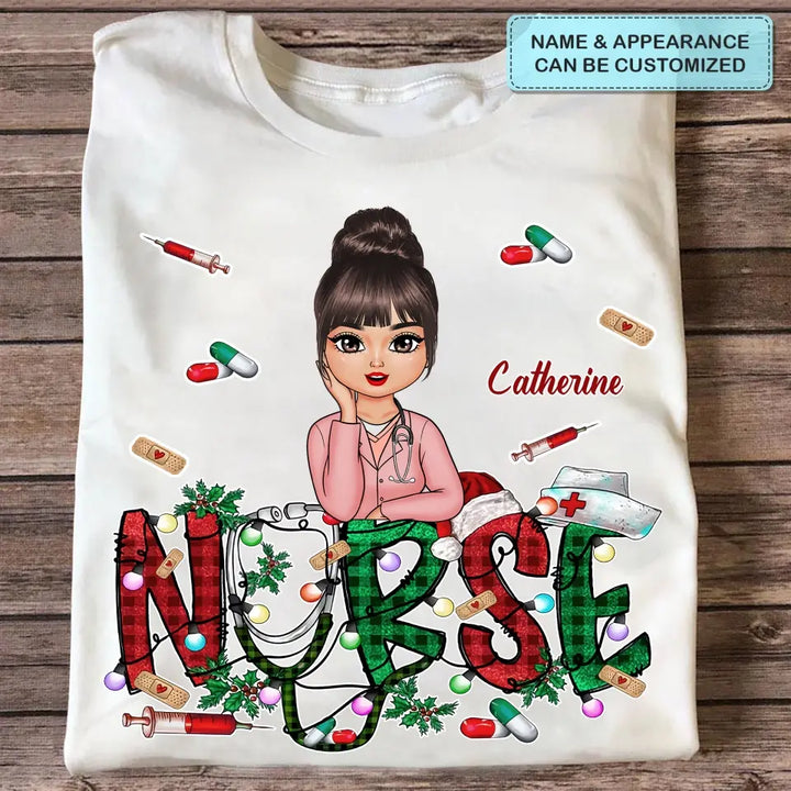 Christmas Nurse - Personalized Custom T-shirt - Nurse's Day, Appreciation, Christmas Gift For Nurse