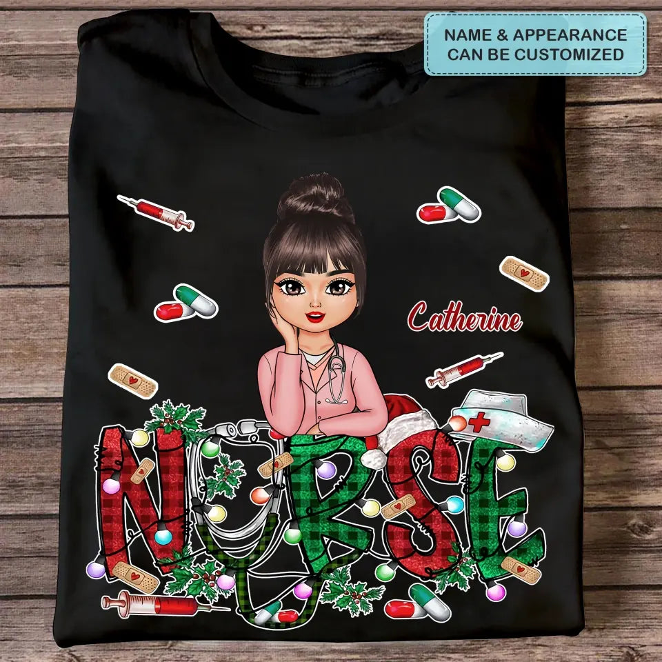 Christmas Nurse - Personalized Custom T-shirt - Nurse's Day, Appreciation, Christmas Gift For Nurse