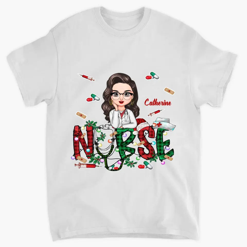 Christmas Nurse - Personalized Custom T-shirt - Nurse's Day, Appreciation, Christmas Gift For Nurse