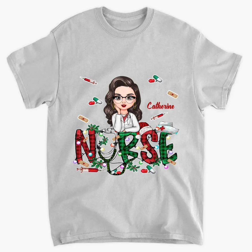 Christmas Nurse - Personalized Custom T-shirt - Nurse's Day, Appreciation, Christmas Gift For Nurse