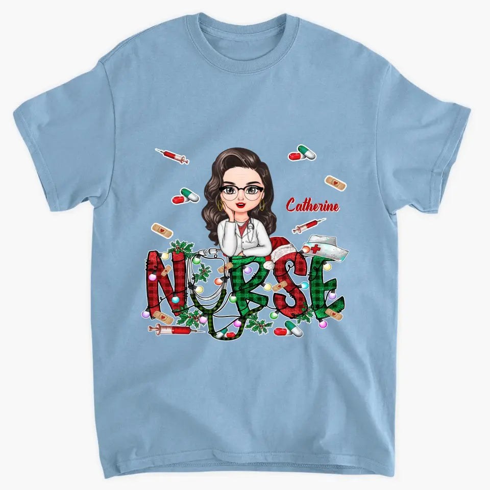 Christmas Nurse - Personalized Custom T-shirt - Nurse's Day, Appreciation, Christmas Gift For Nurse
