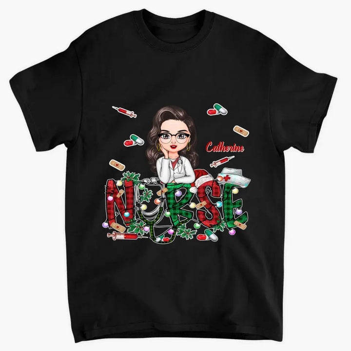 Christmas Nurse - Personalized Custom T-shirt - Nurse's Day, Appreciation, Christmas Gift For Nurse