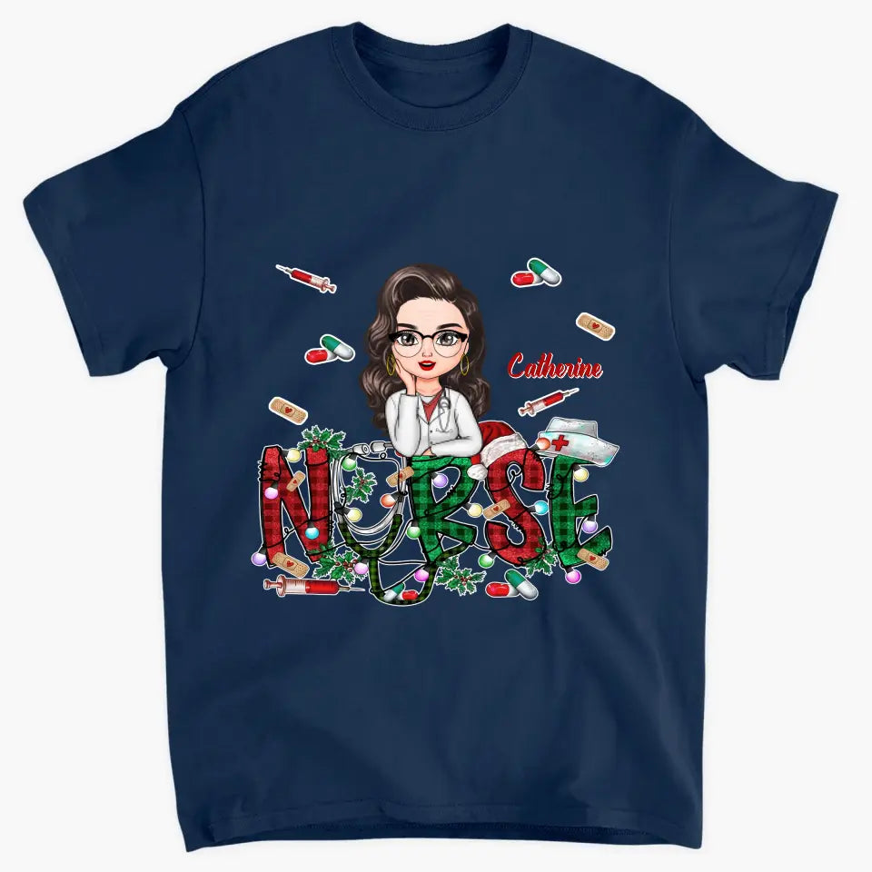 Christmas Nurse - Personalized Custom T-shirt - Nurse's Day, Appreciation, Christmas Gift For Nurse