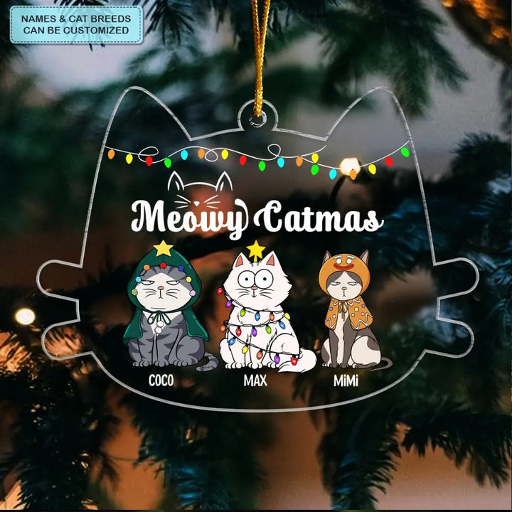 Meowy Catmas - Personalized Custom Mica Ornament - Christmas Cat Funny - Gift For Cat Mom, Cat Dad, Cat Lover, Cat Owner