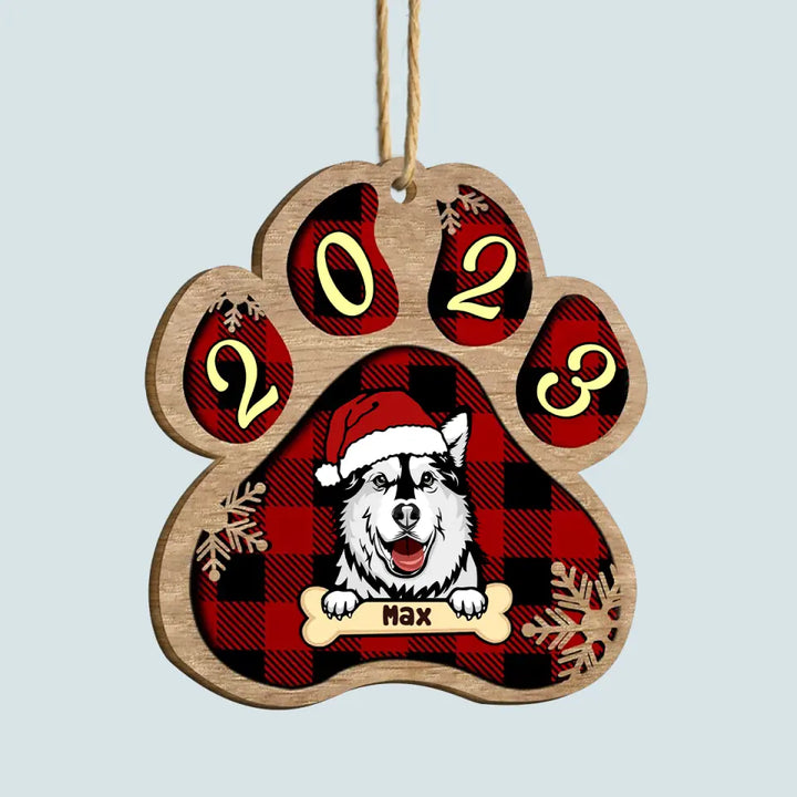 2023 Paw - Personalized Custom Wood Ornament - Christmas Gift For Dog Mom, Dog Dad, Dog Lover, Dog Owner