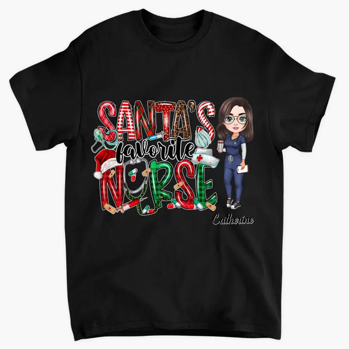 Santa Favourite Nurse - Personalized Custom T-shirt - Nurse's Day, Appreciation, Christmas Gift For Nurse