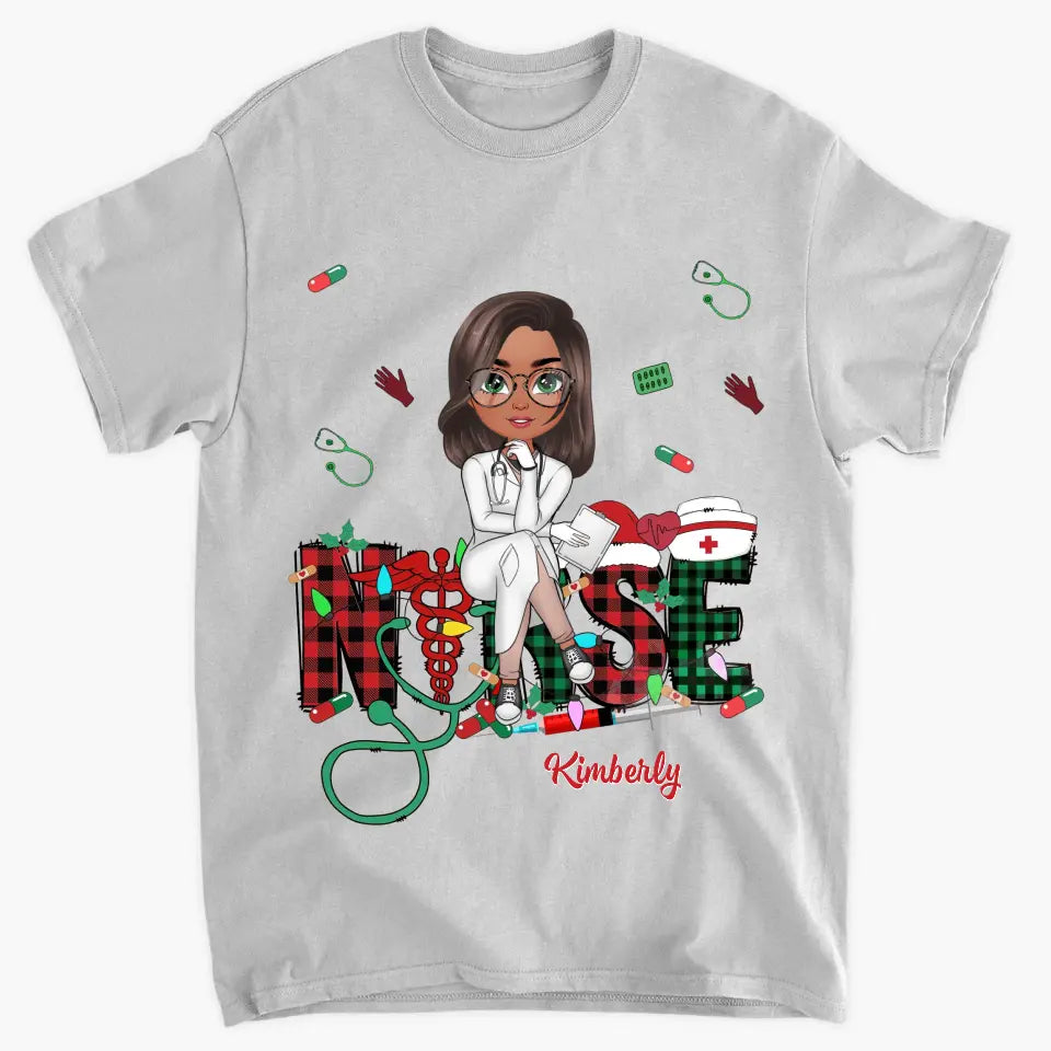 Love Nurse Life Christmas V2 - Personalized Custom T-shirt - Nurse's Day, Appreciation, Christmas Gift For Nurse