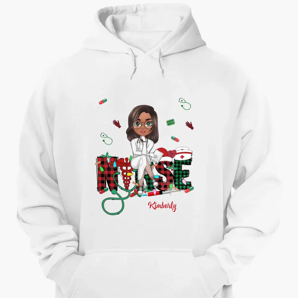 Love Nurse Life Christmas V2 - Personalized Custom T-shirt - Nurse's Day, Appreciation, Christmas Gift For Nurse