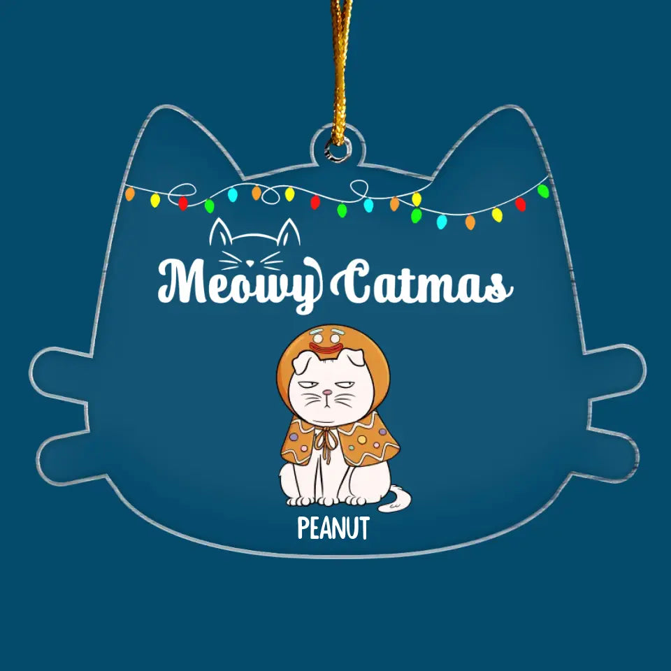 Meowy Catmas - Personalized Custom Mica Ornament - Christmas Cat Funny - Gift For Cat Mom, Cat Dad, Cat Lover, Cat Owner