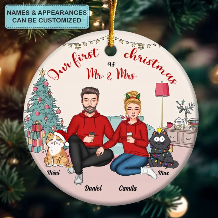 Our First Christmas - Personalized Custom Ceramic Ornament - Christmas Gift For Couple, Wife, Husband
