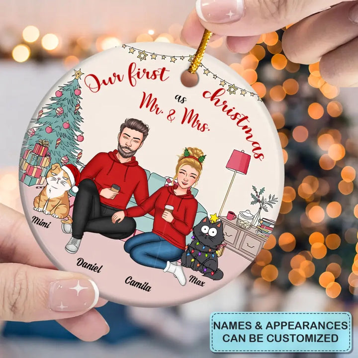 Our First Christmas - Personalized Custom Ceramic Ornament - Christmas Gift For Couple, Wife, Husband