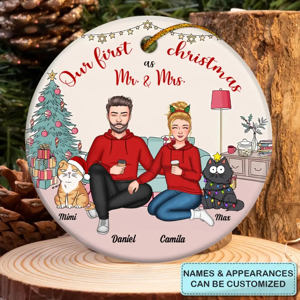 Our First Christmas - Personalized Custom Ceramic Ornament - Christmas Gift For Couple, Wife, Husband