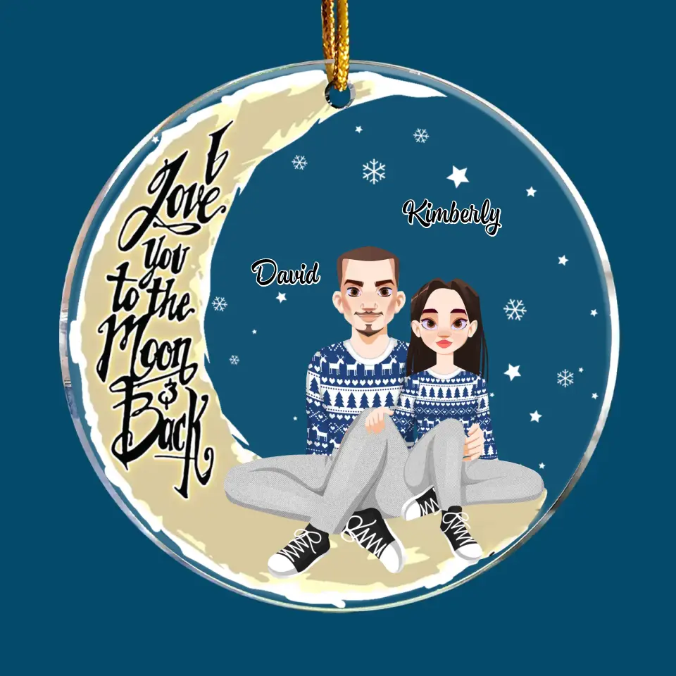 I Love You To The Moon And Back - Personalized Custom Mica Ornament - Christmas Gift For Couple, Wife, Husband