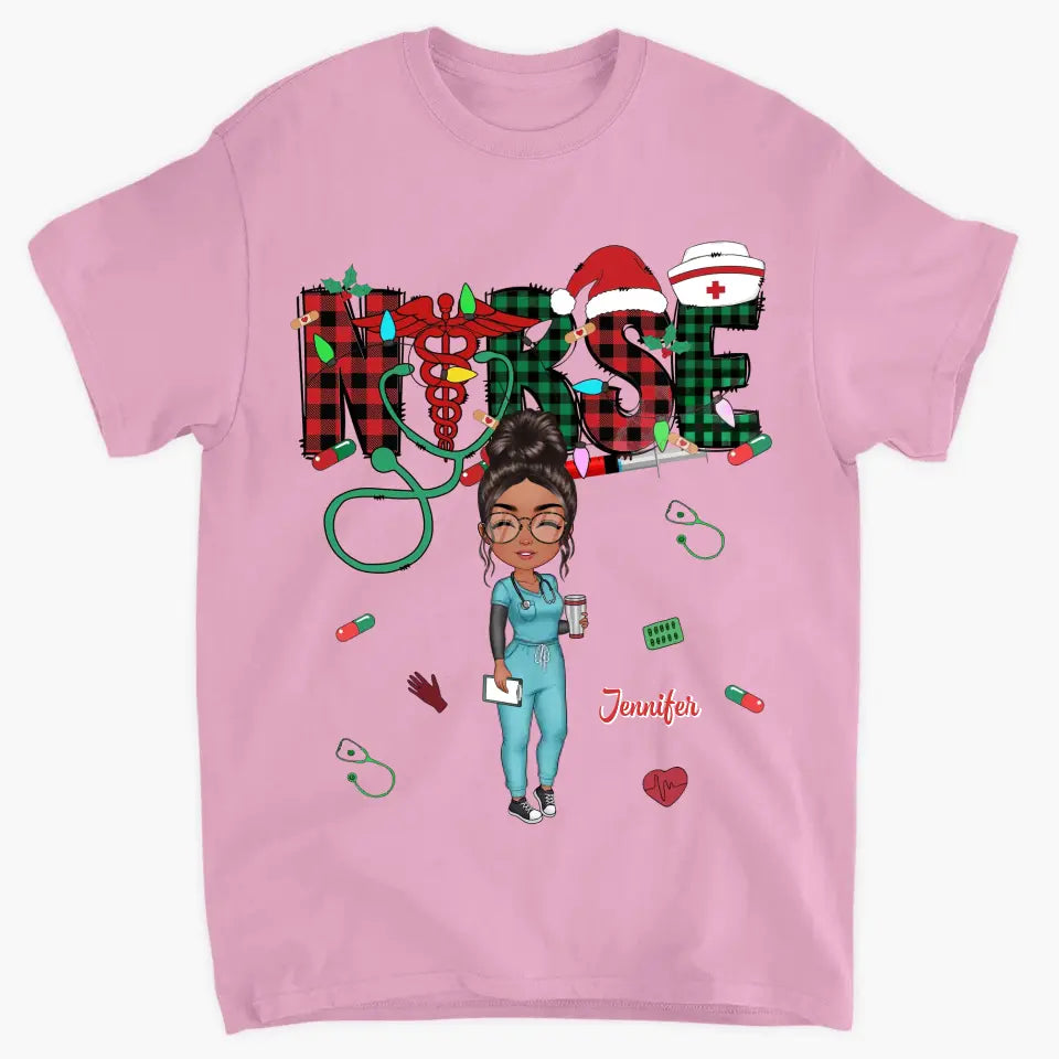 Love Nurse Life Christmas - Personalized Custom T-shirt - Nurse's Day, Appreciation, Christmas Gift For Nurse