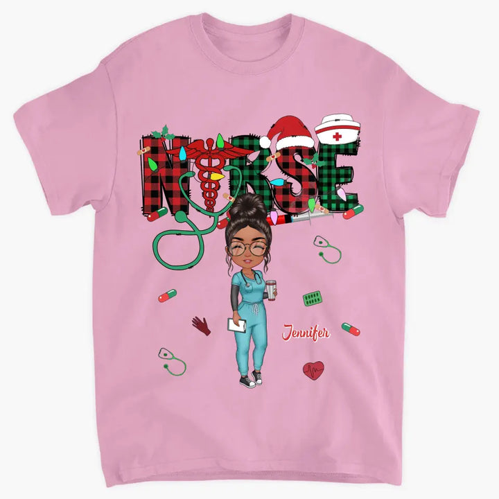Love Nurse Life Christmas - Personalized Custom T-shirt - Nurse's Day, Appreciation, Christmas Gift For Nurse
