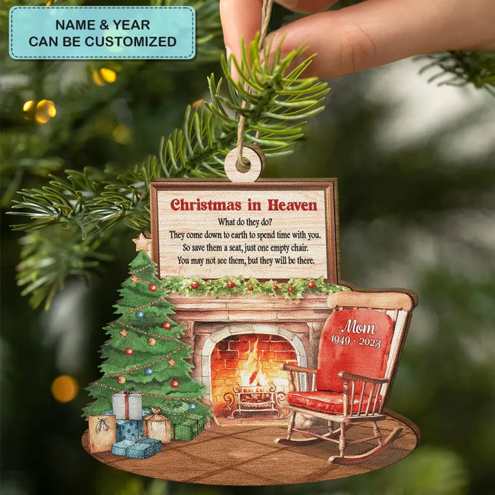Christmas In Heaven Memorial - Personalized Custom Wood Ornament - Christmas, Memorial Gift For Family Member