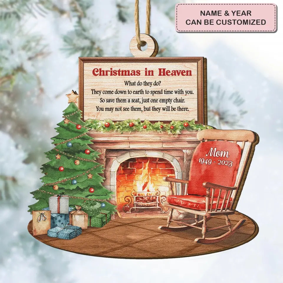 Christmas In Heaven Memorial - Personalized Custom Wood Ornament - Christmas, Memorial Gift For Family Member