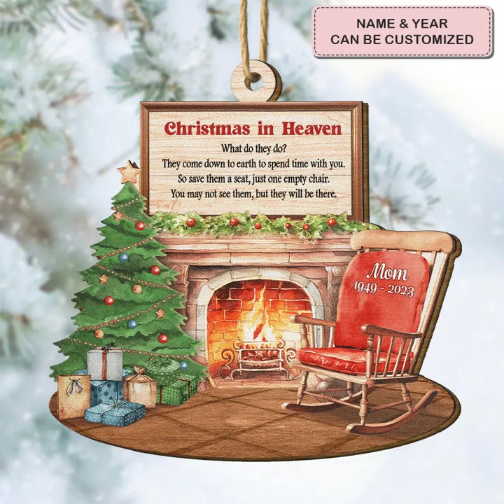 Christmas In Heaven Memorial - Personalized Custom Wood Ornament - Christmas, Memorial Gift For Family Member