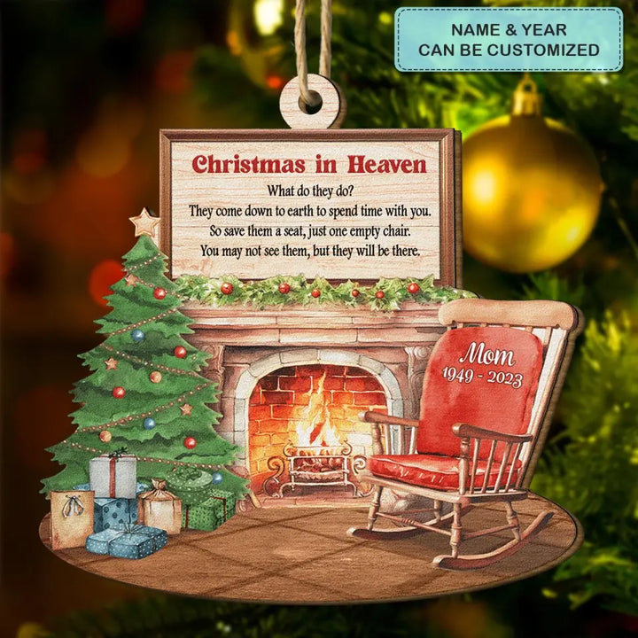 Christmas In Heaven Memorial - Personalized Custom Wood Ornament - Christmas, Memorial Gift For Family Member