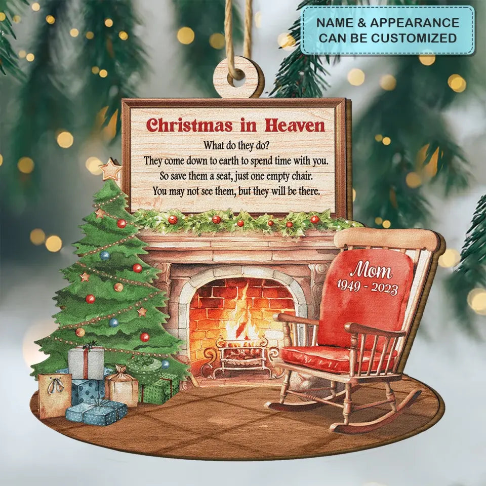 Christmas In Heaven Memorial - Personalized Custom Wood Ornament - Christmas, Memorial Gift For Family Member